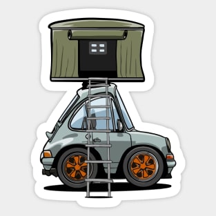 Camping Porsche Cartoon Sticker